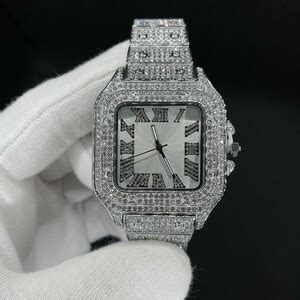 iced out silver unisex watch.